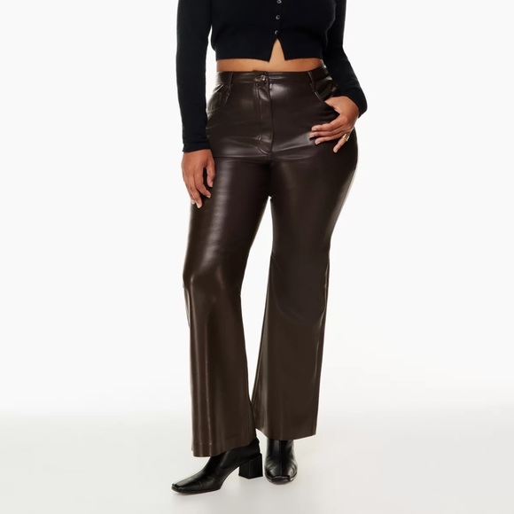 Aritzia Pants - aritzia melina flare vegan leather pants rich mocha brown